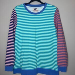 Lands' End Serious Sweats Womens Size Small Striped Color Block Sweatshirt